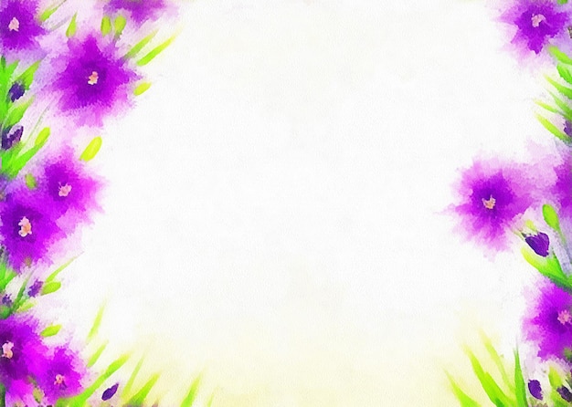 Disegno digitale della natura sfondo floreale con bellissimi fiori in pittura su carta in stile