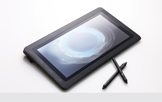 Photo digital drawing table look on white background