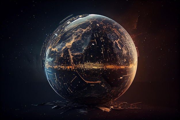 Digital dystopian globe future viewed from spacegenerative ai