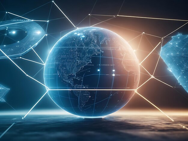 Digital earth rotating Global network connection