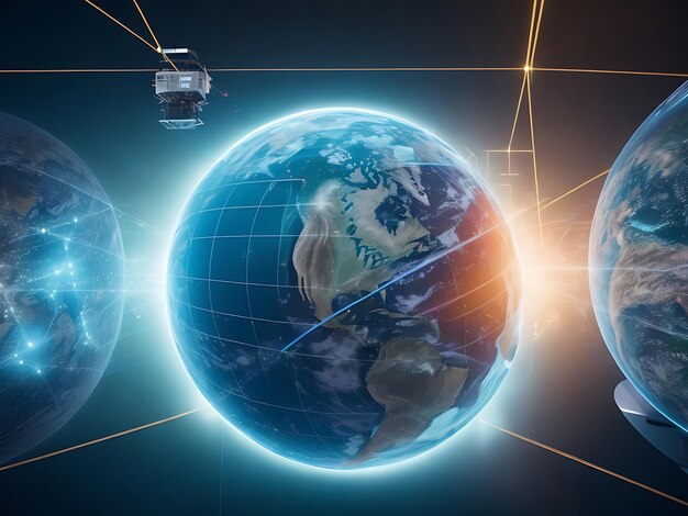 Digital earth rotating Global network connection