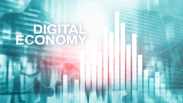 DIgital economy financial technology concept on blurred background