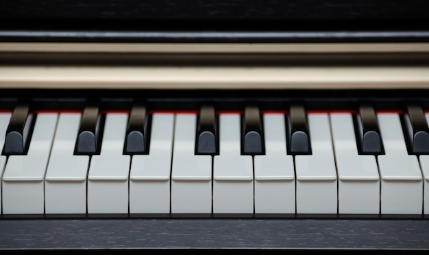 Digital electric piano keys closeup