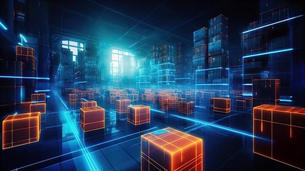 Digital Electronic Warehouse Grids Connected with Bar Code Scanner Digital Stock Management System