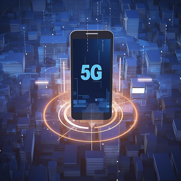 Цифровая эволюция Будущая технология, изображенная через сеть 5G 3D-иллюстрация для социальных сетей