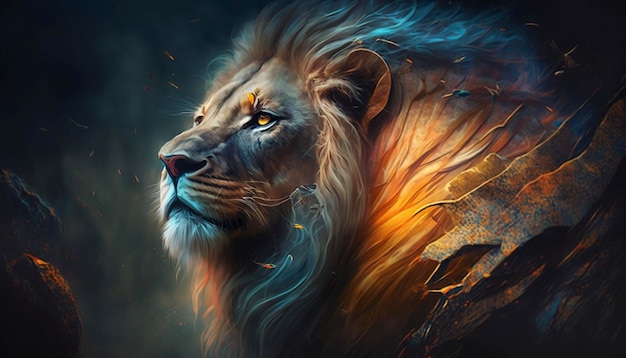 Digital fantasy art of a lion Generative Ai