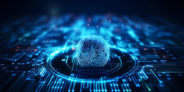 digital fingerprint within matrix of code biometric scan for secure access control concept biometric security digital authentication access control matrix code fingerprint scanner