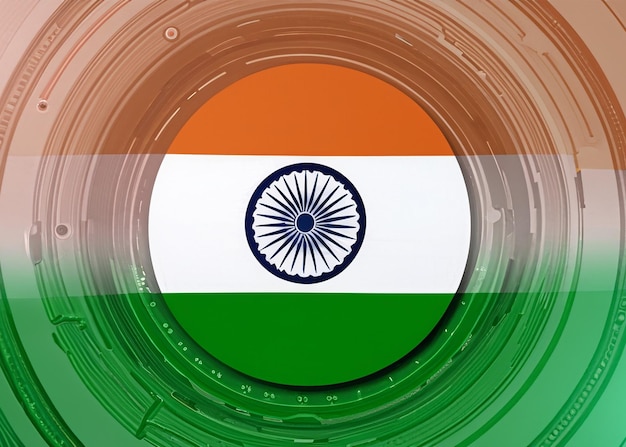 Photo digital flag combine the tricolor of the indian flag