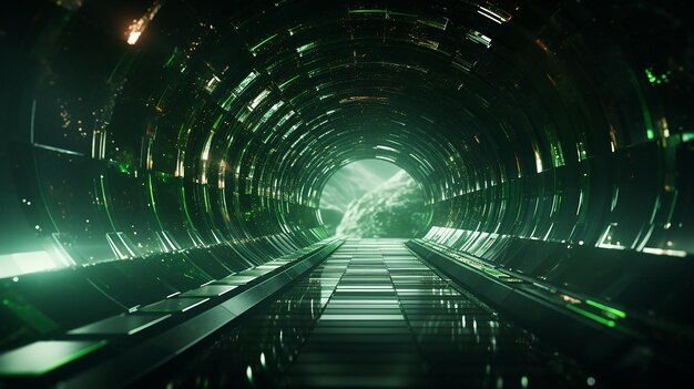 Digital flat future tunnel dark green