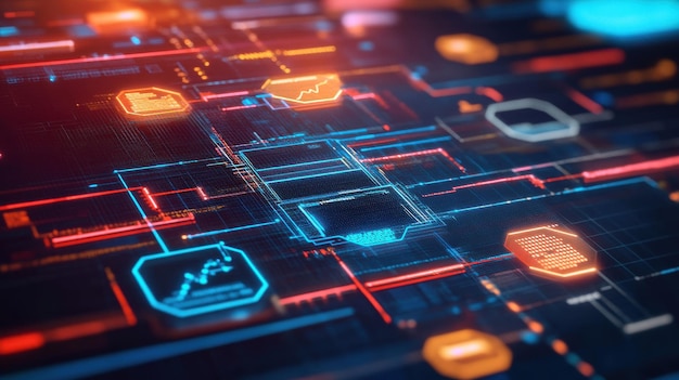a digital flowchart on a virtual screen showing a business hierarchy structure and workflow automation concept digital flowchart virtual screen business hierarchy workflow automation