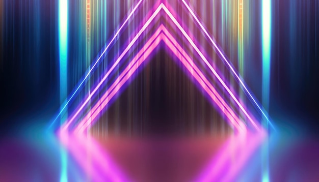 Цифровой футуристический абстрактный геометрический фэнтезийный светящийся неоновый фон линии