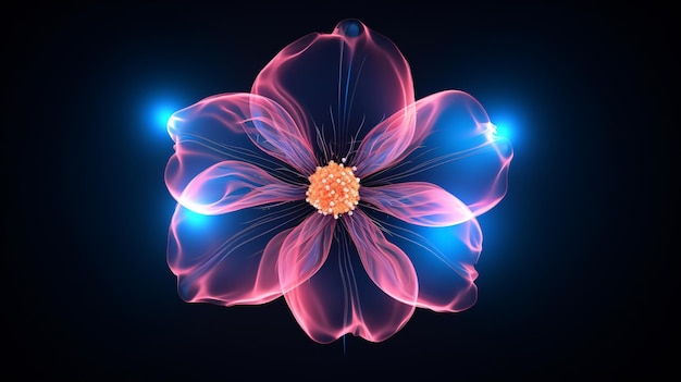 Photo digital futuristic flower wallpaper neon light glow