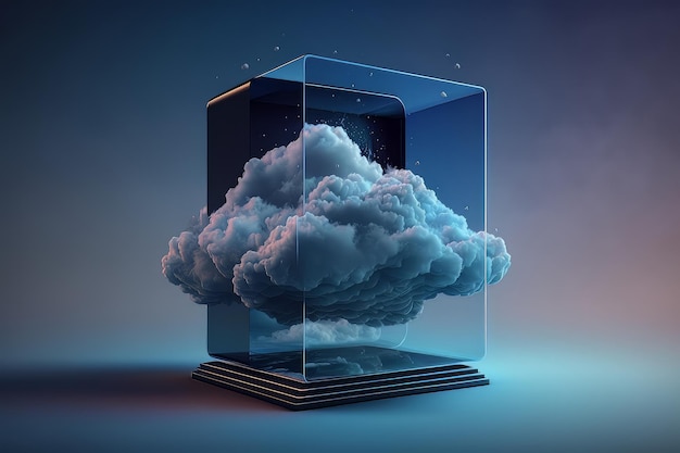 Digital futuristic imaginative illustration of technology cloud computing created