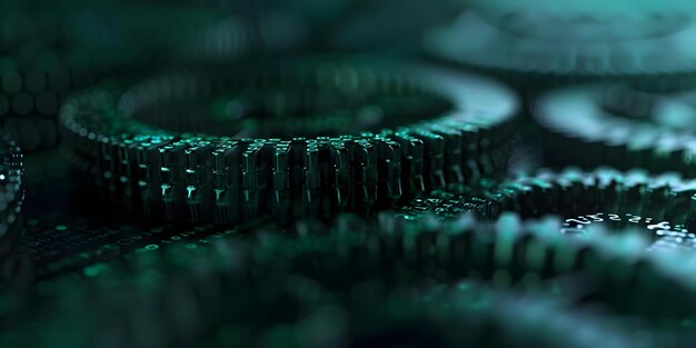 digital gears and binary code symbolize complex technology integration in digital world concept technology integration digital world binary code digital gears complex technology