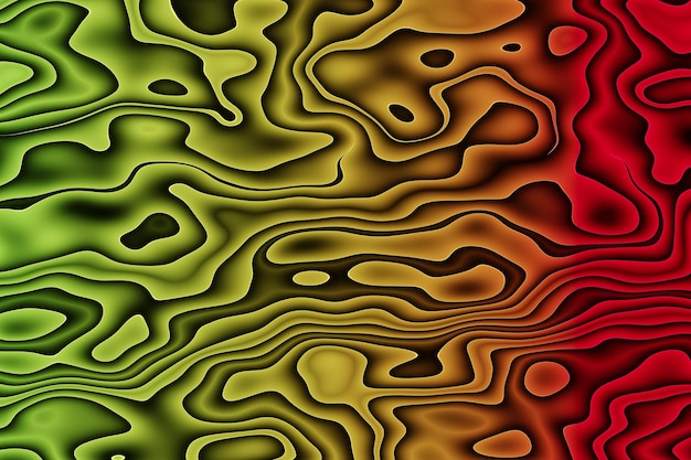 Photo digital generated 3d abstract render background with green red and yellow mixed circles