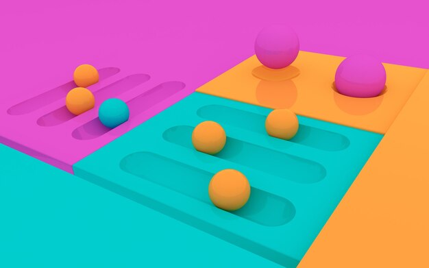 digital generated d illustration of abstract block shaped multi colored charts connecting together