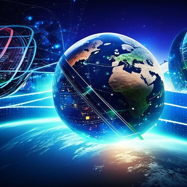 Digital global connection network technology background
