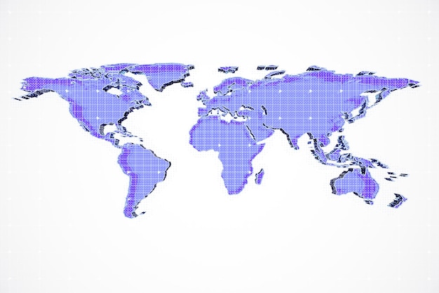 digital global map with a blue holographic texture on a white gradient background 3d rendering