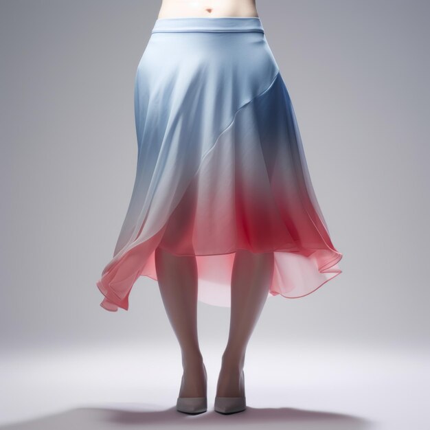 Photo digital gradient blends a realistic and detailed rendering of a woman in a flowing skirt