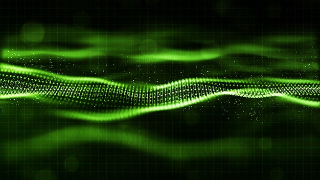 Digital green color wave abstract background