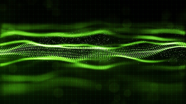 Digital green color wave abstract background
