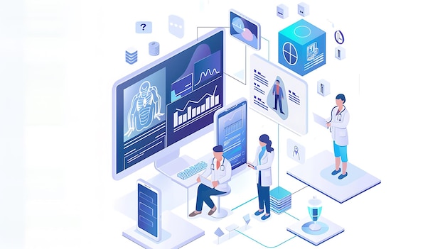 Photo digital healthcare connecting doctors and patients