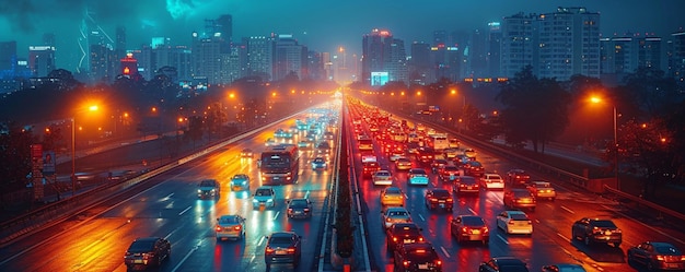Photo digital highways bustling with the traffic background