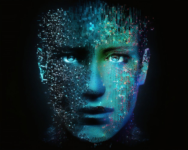 Digital human face with big data connection generative Artificial Intelligence