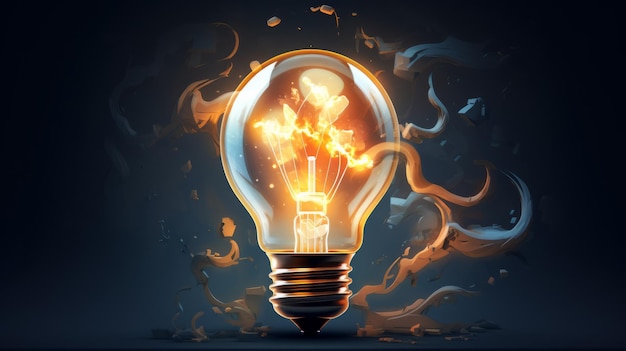 Digital illustration about light bulb AI generative