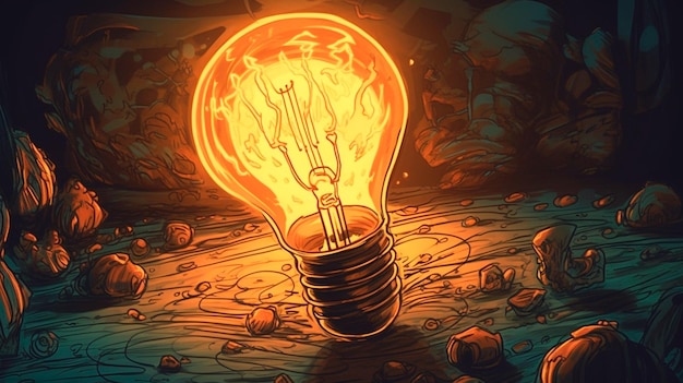 Digital illustration about light bulb Generative AI