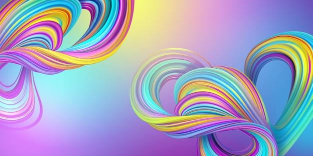 Digital illustration abstract background with neon tangled lines artistic horizontal wide wallpaper