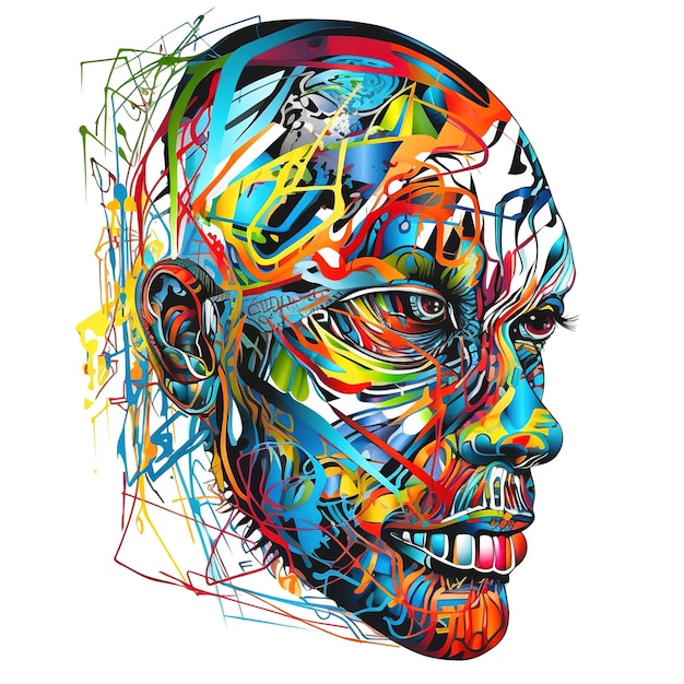 Цифровая иллюстрация абстрактного лица, генерирующего ИИ