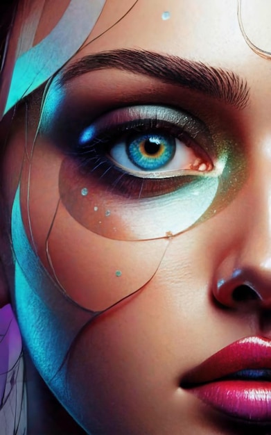 A digital illustration beautiful girl eye