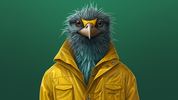 Photo a digital illustration of a bird wearing a green