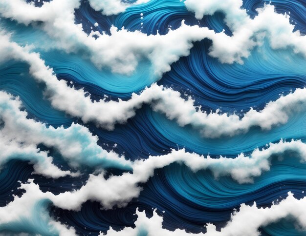 Цифровая иллюстрация фонового изображения голубых океанских волн