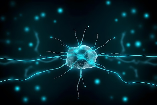 Photo digital illustration of brain neurons neural network ai generated