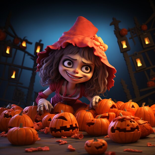 digital illustration of cartoon character of Halloween