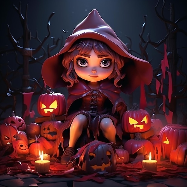 digital illustration of cartoon character of Halloween