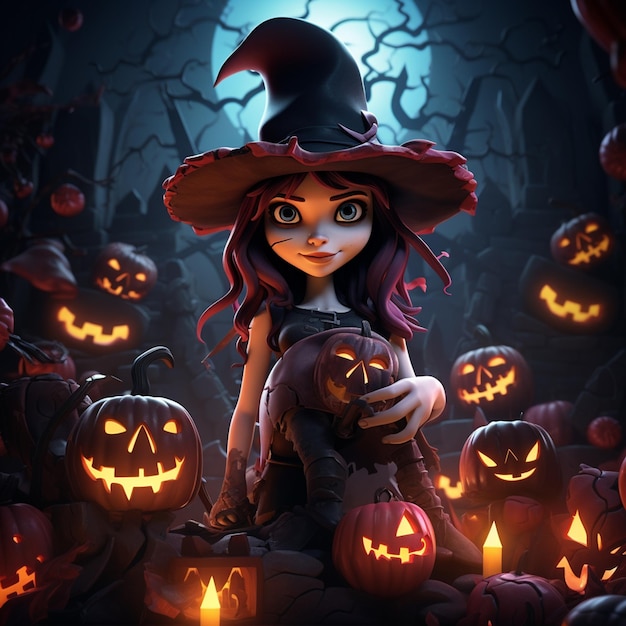 digital illustration of cartoon character of Halloween