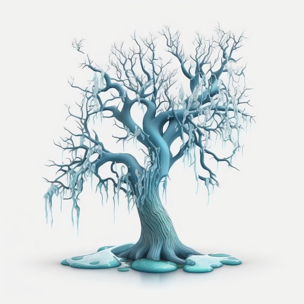 Digital Illustration Creative Tree Frozen White Background