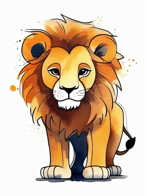 Foto illustrazione digitale di un leone carino con uno sfondo stravagante
