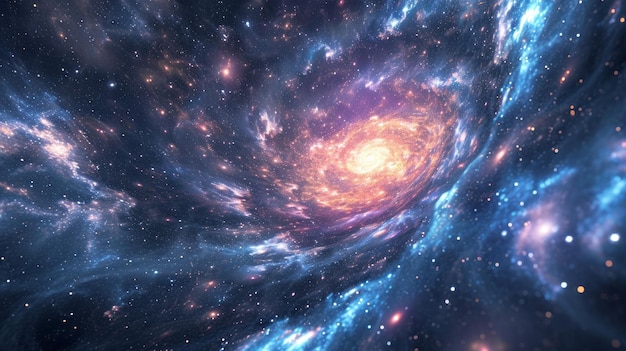 Цифровая иллюстрация изображает концептуальную идею вселенной с галактиками и сверхновой, демонстрируя космическое явление и огромность космоса