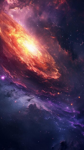 A digital illustration depicts the conceptual idea of a universe with galaxies and a supernova showcasing the cosmic phenomenon and the vastness of space