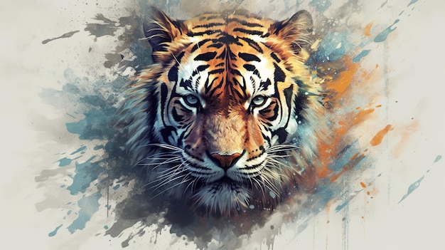 Digital illustration featuring an abstract representation of a tiger or leopard showcasing the beauty and elegance of these majestic animals in a unique and artistic way Generative Ai