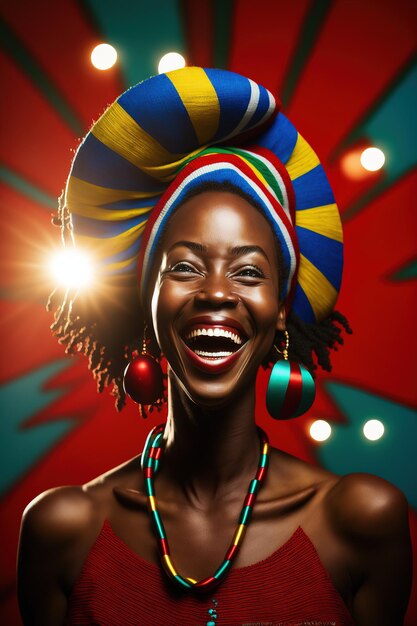 Digital illustration, fictional african smiling with christmas costume