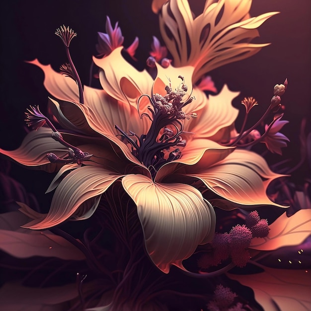 Digital illustration of a flower in digital art style