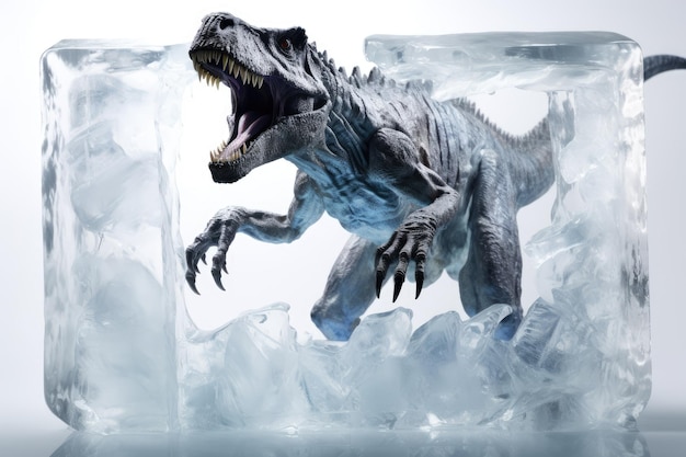 Digital illustration of frozen Tyrannosaurus rex prehistoric animal Generative AI