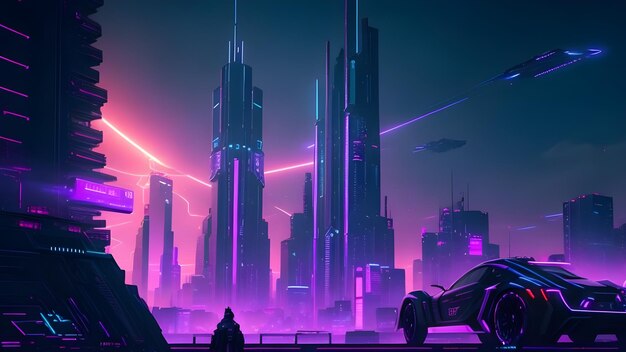 Photo a digital illustration of a futuristic city with futuristic buildings