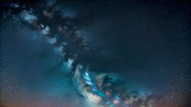 A digital illustration of a galaxy background