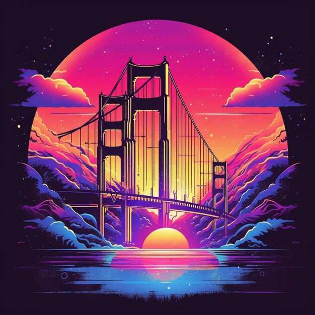 Foto un'illustrazione digitale del golden gate bridge di san francisco.